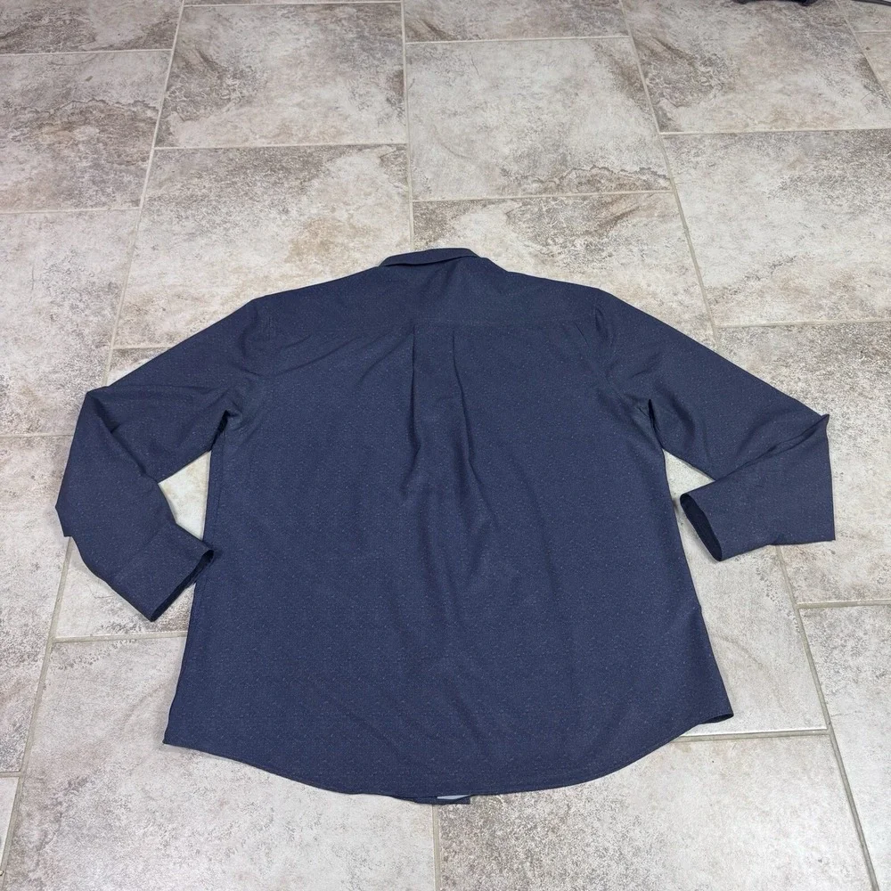 Vince Camuto Shirt Mens XL Long Sleeve Blue Button Up Performance All Over Print